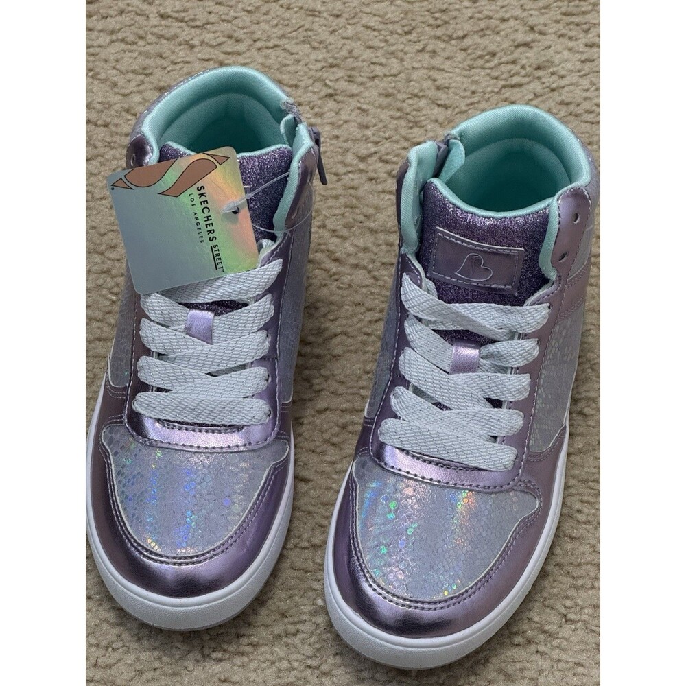New Skechers Standouts - Sleek Shines girls Sneaker Sz 2 Light Purple/Silver - Picture 12 of 12